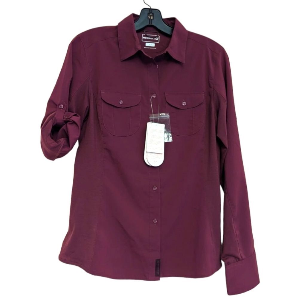 NWT Merrell Ophelia long sleeve Opti Wick lightweight shirt - upf 30+ -‎ Pinot